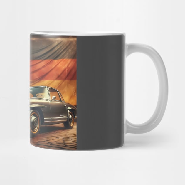 Mercedes Pagode with german flag vintage retro by TaevasDesign